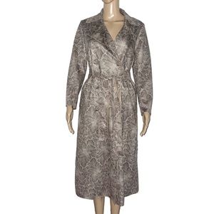 Anthropologie Solitaire gray floral faux suede trench coat
